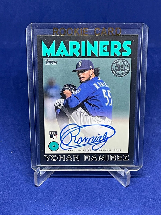 YOHAN RAMIREZ 2021 TOPPS 1986 BLACK ON CARD AUTO ROOKIE RC #D 177/199