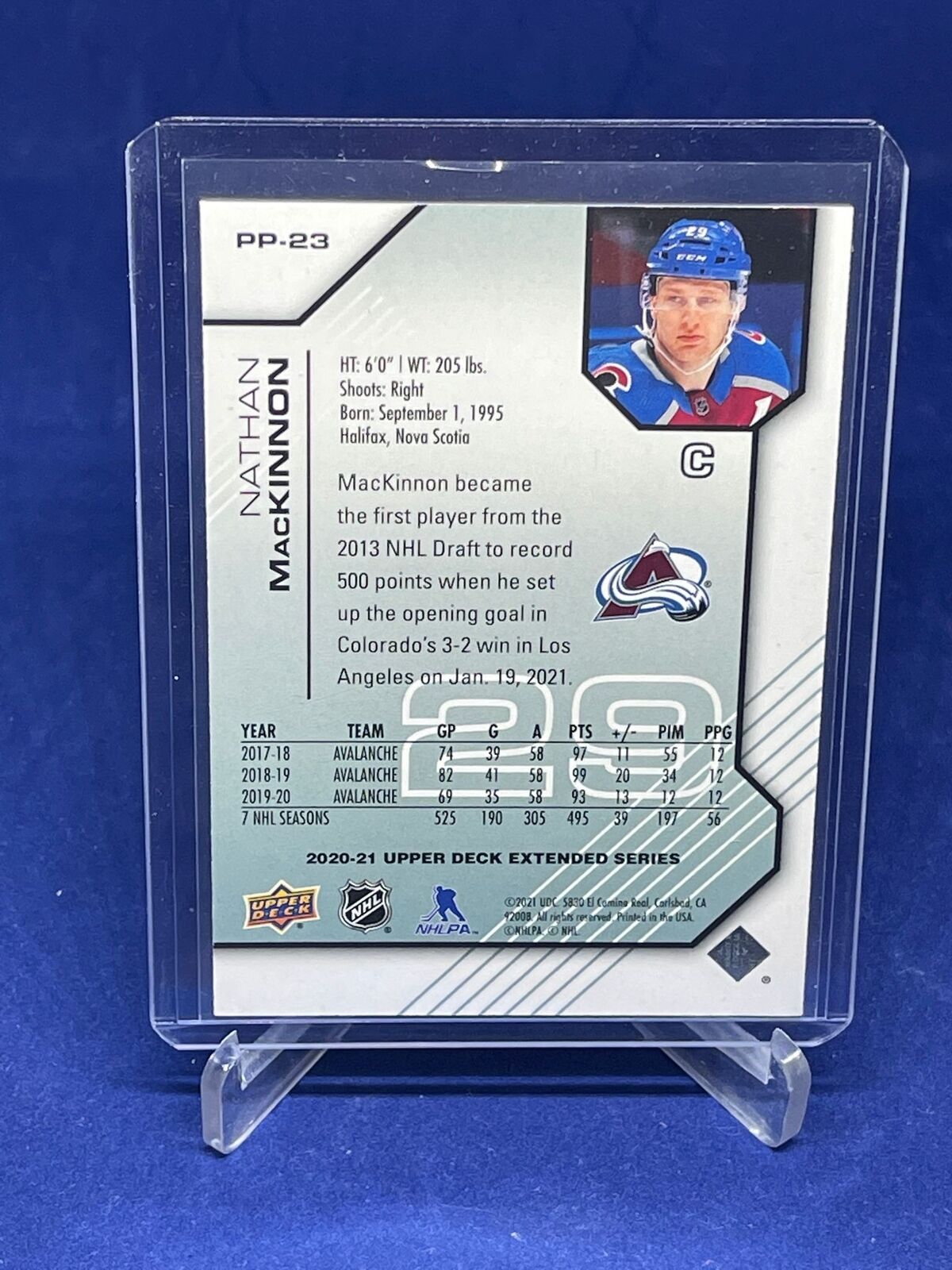 NATHAN MACKINNON 2020-21 UPPER DECK EXTENDED SERIES PROS & PROSPECTS #D 431/1000