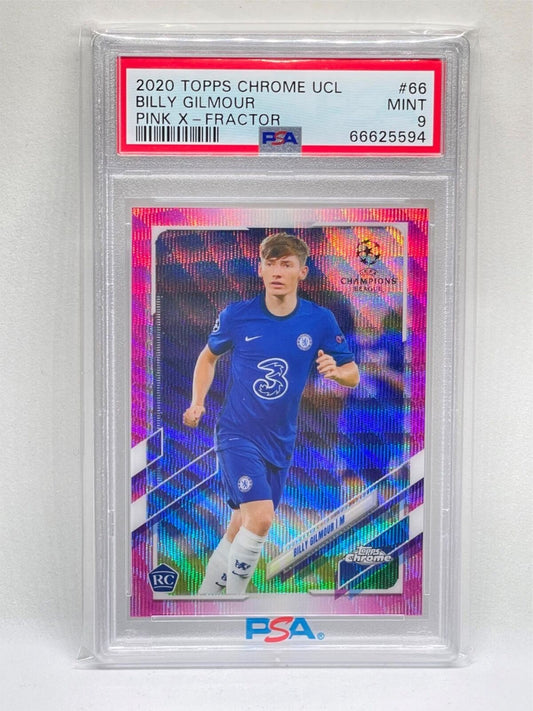 BILLY GILMOUR 2020 TOPPS CHROME UCL PINK X-FRACTOR ROOKIE RC #66 PSA 9 POP 1/1