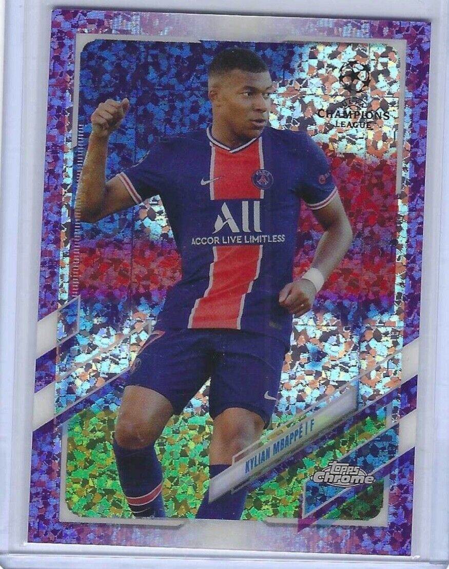 KYLIAN MBAPPE 2020-21 TOPPS CHROME UEFA PURPLE MINI DIAMOND REFRACTOR #D 218/250