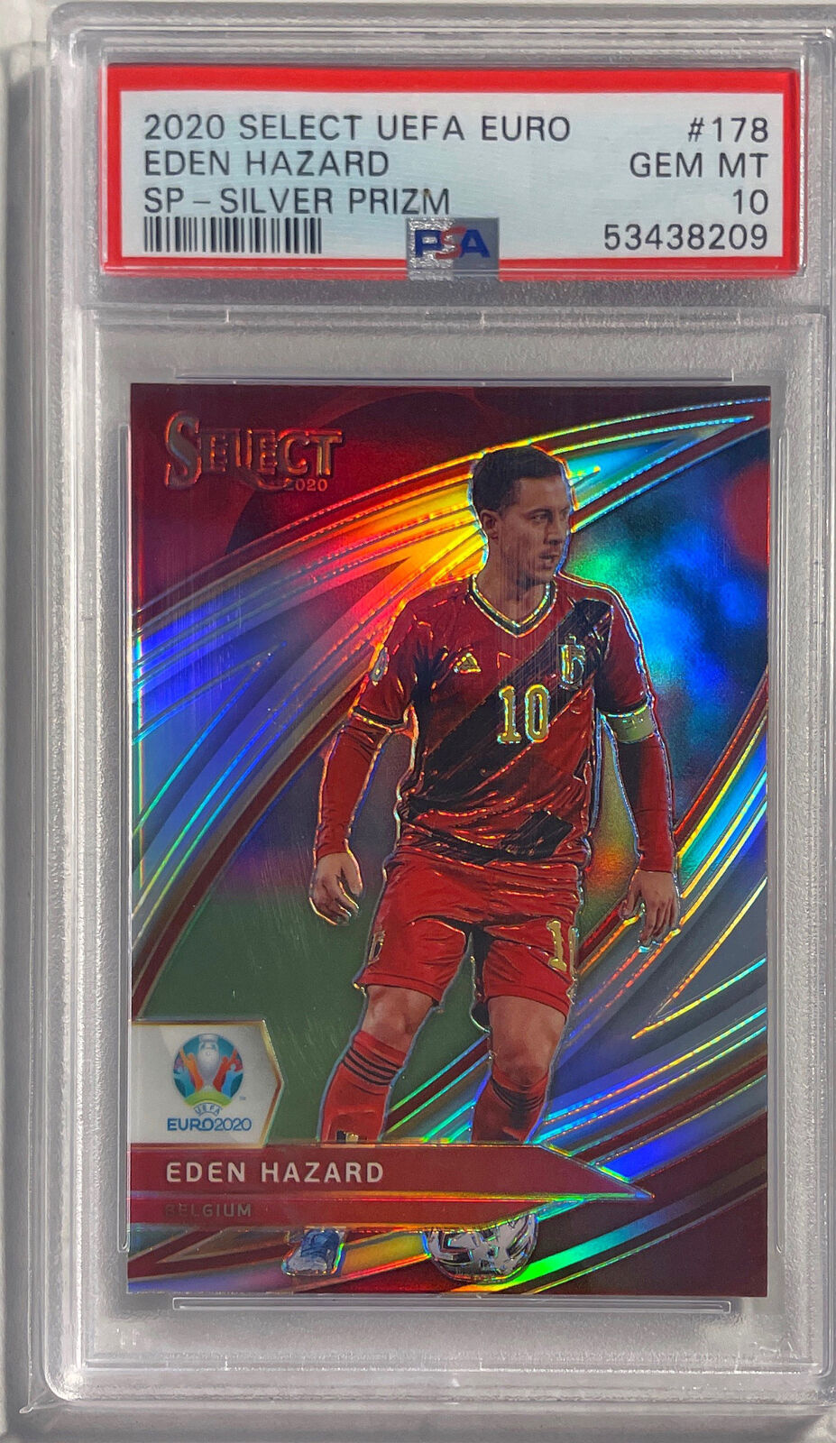 EDEN HAZARD 2020 PANINI SELECT UEFA EURO SILVER PRIZM #178 PSA 10 GEM MINT POP 3