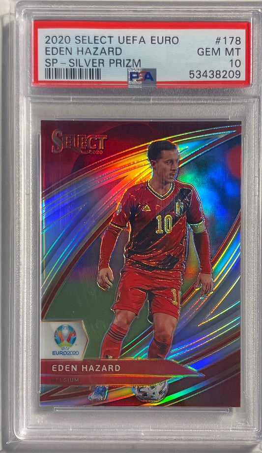 EDEN HAZARD 2020 PANINI SELECT UEFA EURO SILVER PRIZM #178 PSA 10 GEM MINT POP 3