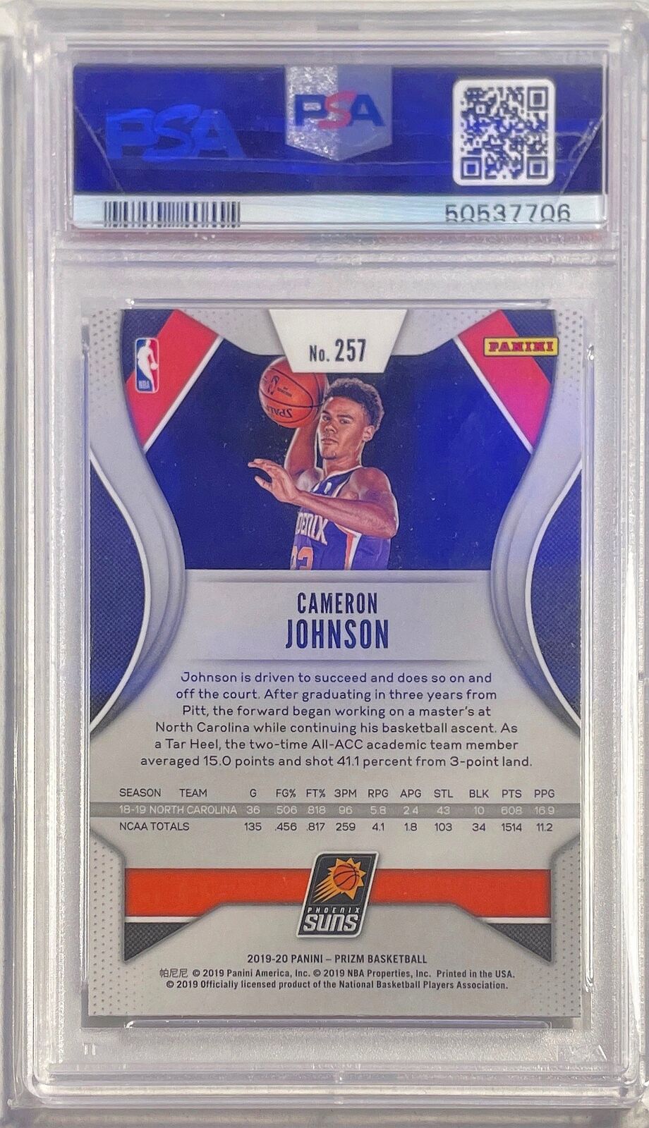 CAMERON JOHNSON 2019-20 PRIZM FACING FORWARD VARIATION ROOKIE SP RC #257 PSA 9