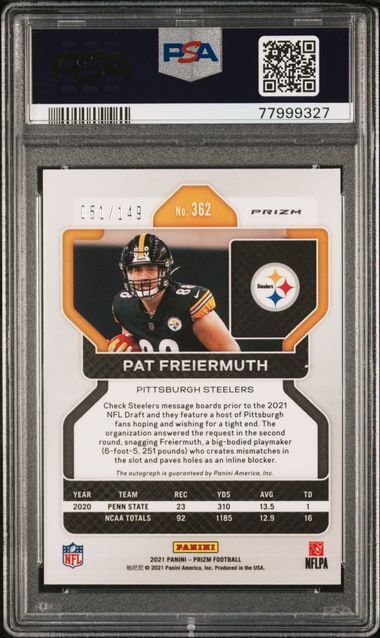 PAT FREIERMUTH 2021 PANINI PRIZM RED WAVE PRIZM AUTO RC /149 PSA 10 GEM POP 6