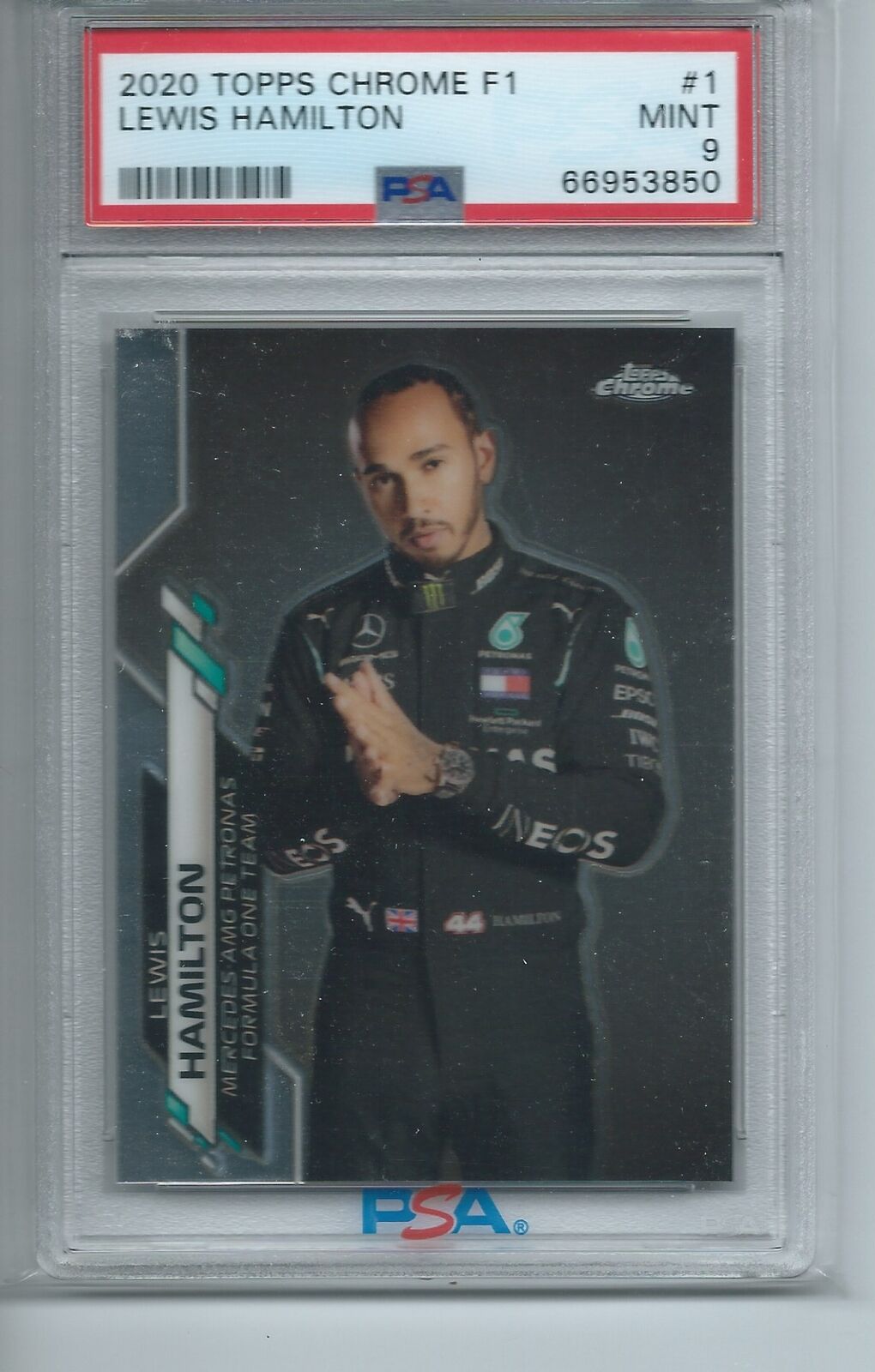 LEWIS HAMILTON 2020 TOPPS CHROME FORMULA ONE F1 PORTRAIT #1 PSA 9 MINT