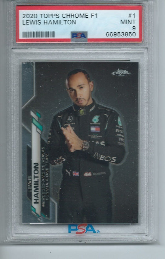LEWIS HAMILTON 2020 TOPPS CHROME FORMULA ONE F1 PORTRAIT #1 PSA 9 MINT
