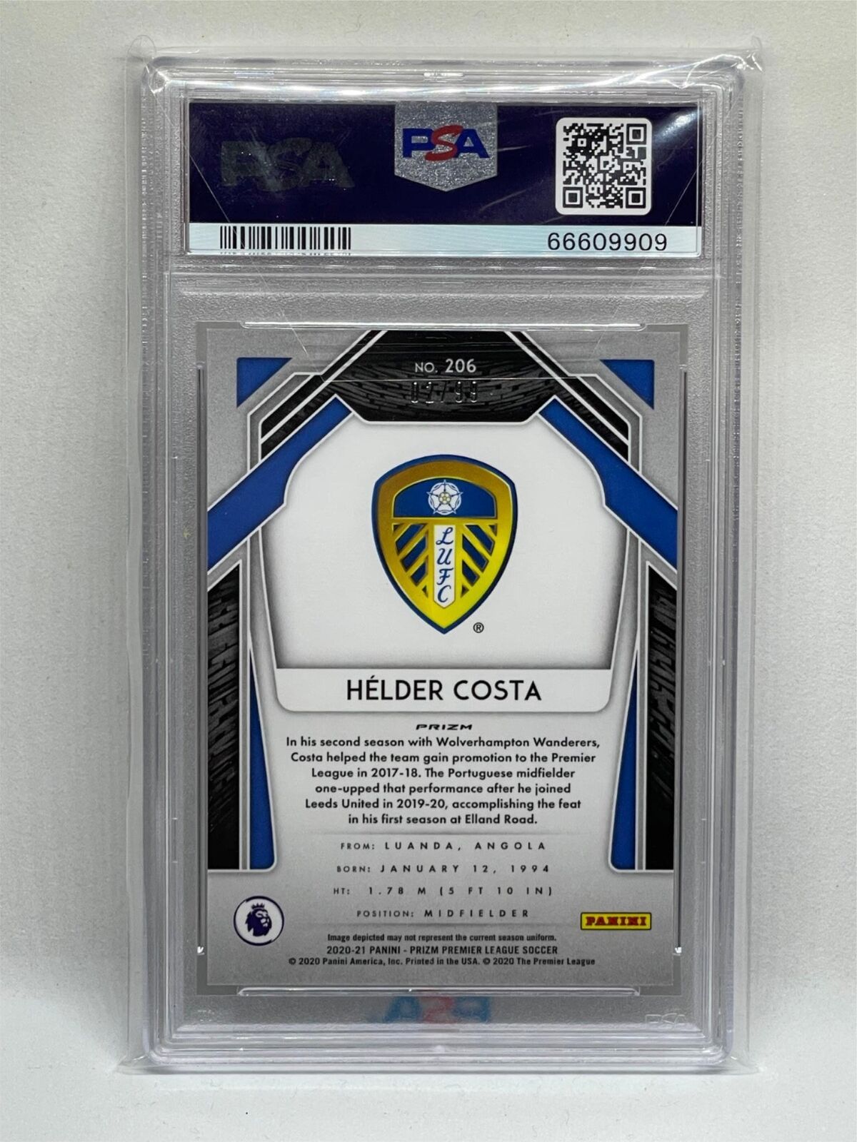 HELDER COSTA 2020-21 PANINI PRIZM EPL PURPLE PRIZM RC #D 2/99 PSA 10 GEM POP 1/1