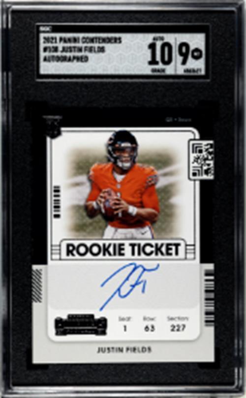 JUSTIN FIELDS 2021 PANINI CONTENDERS ROOKIE TICKET AUTO RC #108 SGC 9 MINT POP 2