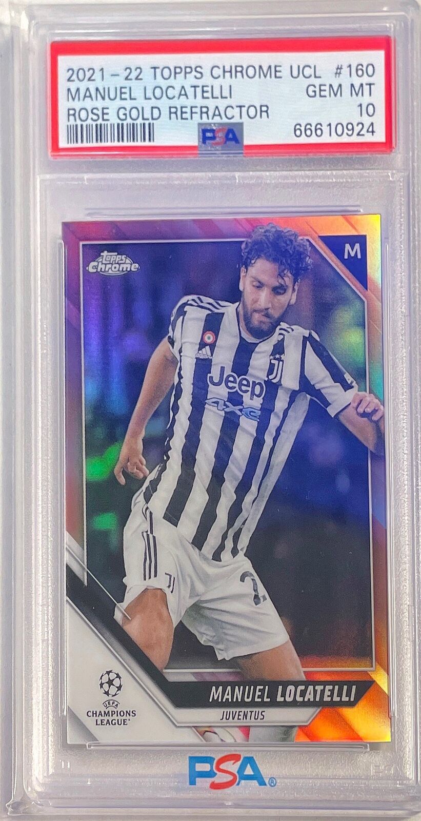 MANUEL LOCATELLI 2021-22 TOPPS CHROME ROSE GOLD REFRACTOR #D /125 PSA 10 POP 1/1