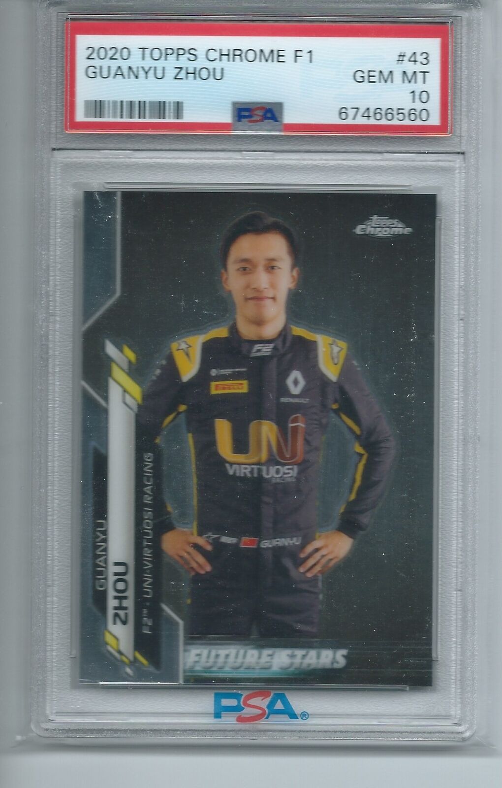 GUANYU ZHOU 2020 TOPPS CHROME FORMULA 1 F1 FUTURE STARS #43 PSA 10 GEM MINT