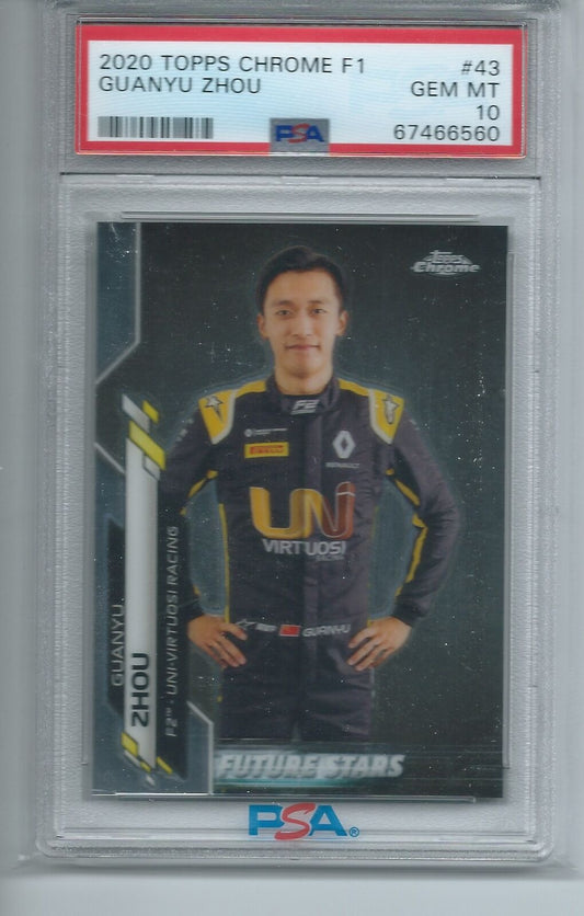 GUANYU ZHOU 2020 TOPPS CHROME FORMULA 1 F1 FUTURE STARS #43 PSA 10 GEM MINT