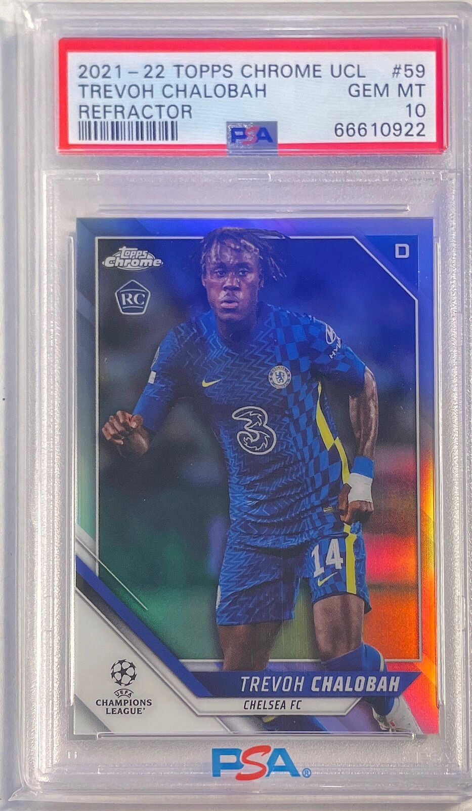 TREVOH CHALOBAH 2021-22 TOPPS CHROME UCL REFRACTOR RC #59 PSA 10 GEM MINT POP 2