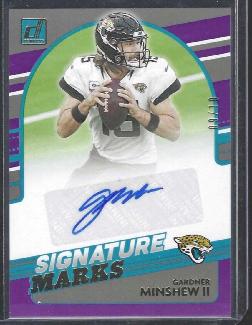 GARDNER MINSHEW II 2021 PANINI DONRUSS PURPLE SIGNATURE SERIES AUTO #D 09/10