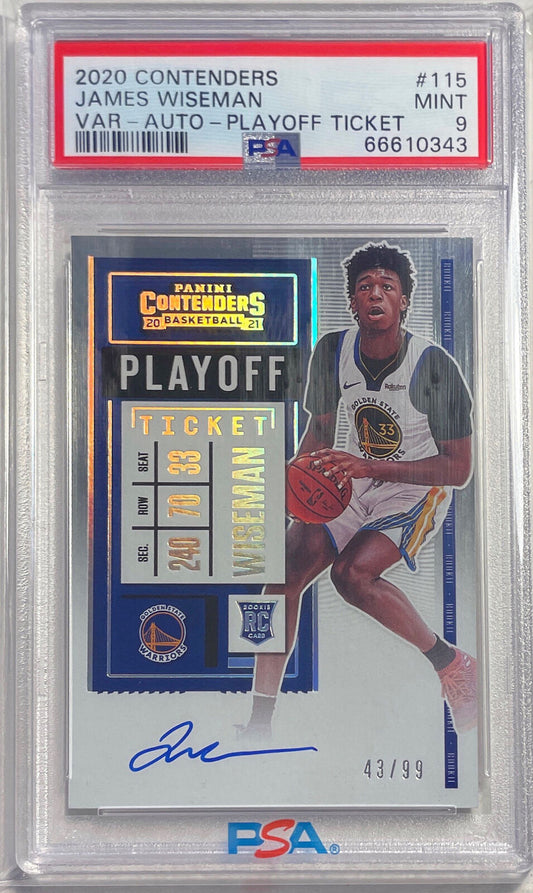JAMES WISEMAN 2020-21 CONTENDERS VARIATION PLAYOFF TICKET AUTO RC /99 PSA 9 POP7