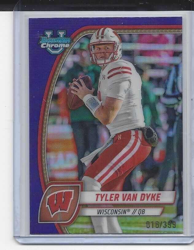 TYLER VAN DYKE 2024 BOWMAN CHROME UNIVERSITY WISCONSIN PURPLE REFRACTOR #D /399