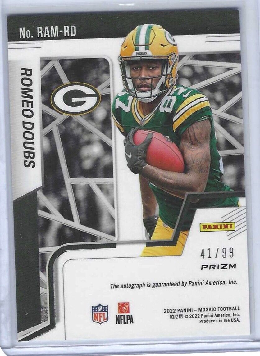 ROMEO DOUBS 2022 PANINI MOSAIC BLUE MOSAIC PRIZM ROOKIE AUTO RC #D 41/99