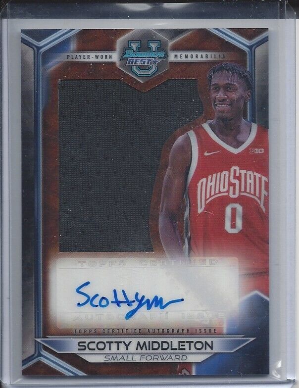 SCOTTY MIDDLETON 2023 BOWMANS BEST UNIVERSITY JERSEY AUTO SILHOUETTE REFRACTOR