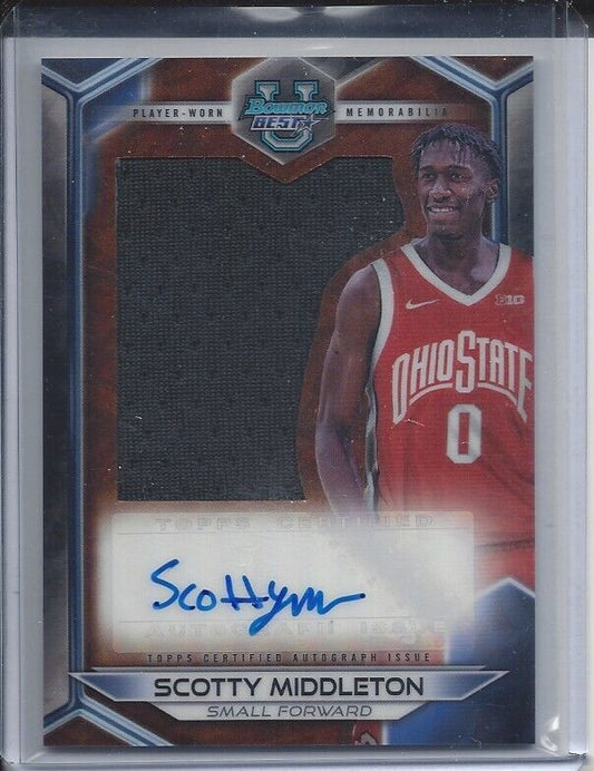 SCOTTY MIDDLETON 2023 BOWMANS BEST UNIVERSITY JERSEY AUTO SILHOUETTE REFRACTOR