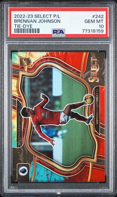 BRENNAN JOHNSON 2022-23 SELECT PREMIER LEAGUE TIE-DYE PRIZM RC 2/49 PSA 10 POP 5