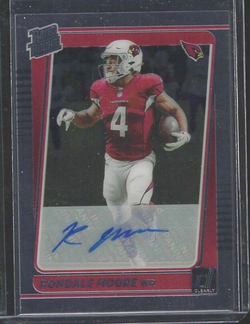 RONDALE MOORE 2021 PANINI CLEARLY DONRUSS RATED ROOKIE AUTO RC #71
