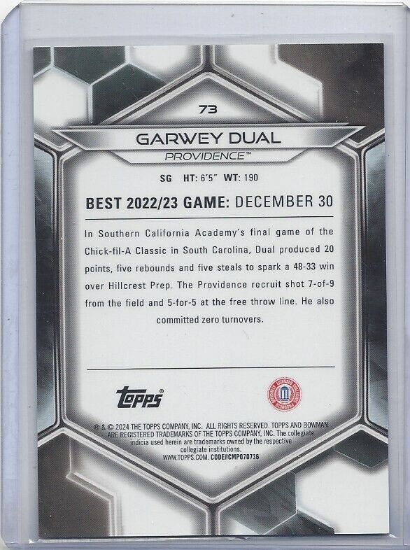 GARWEY DUAL 2023 BOWMANS BEST GOLD GEOMETRIC REFRACTOR #D 13/50