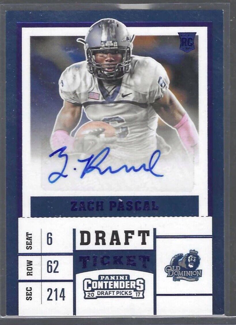 ZACH PASCAL 2017 CONTENDERS DRAFT PICKS BLUE COLLEGE TICKET AUTO RC #291