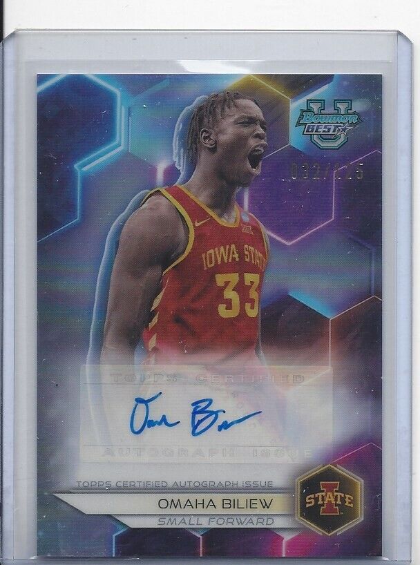 OMAHA BILIEW 2023 BOWMANS BEST UNIVERSITY IOWA STATE REFRACTOR AUTO #D 32/125