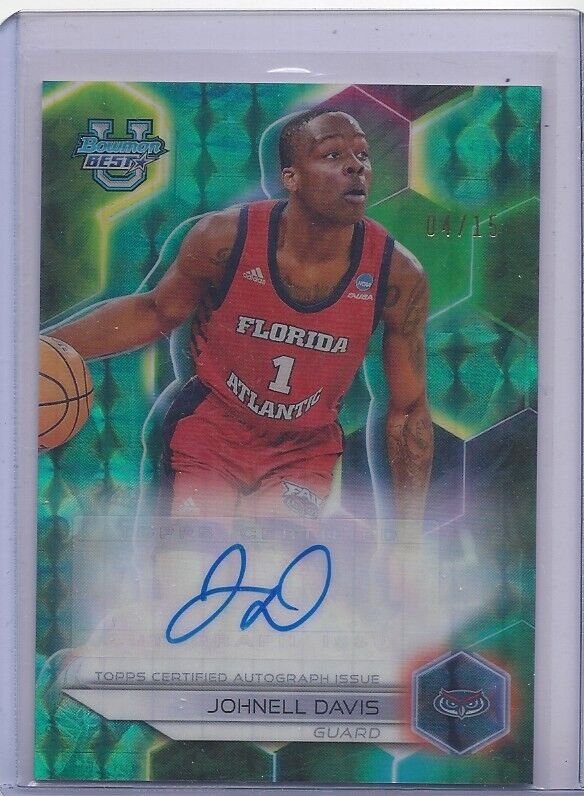 JOHNELL DAVIS 2023 BOWMANS BEST TEAL GEOMETRIC REFRACTOR FAU AUTO #D 4/15