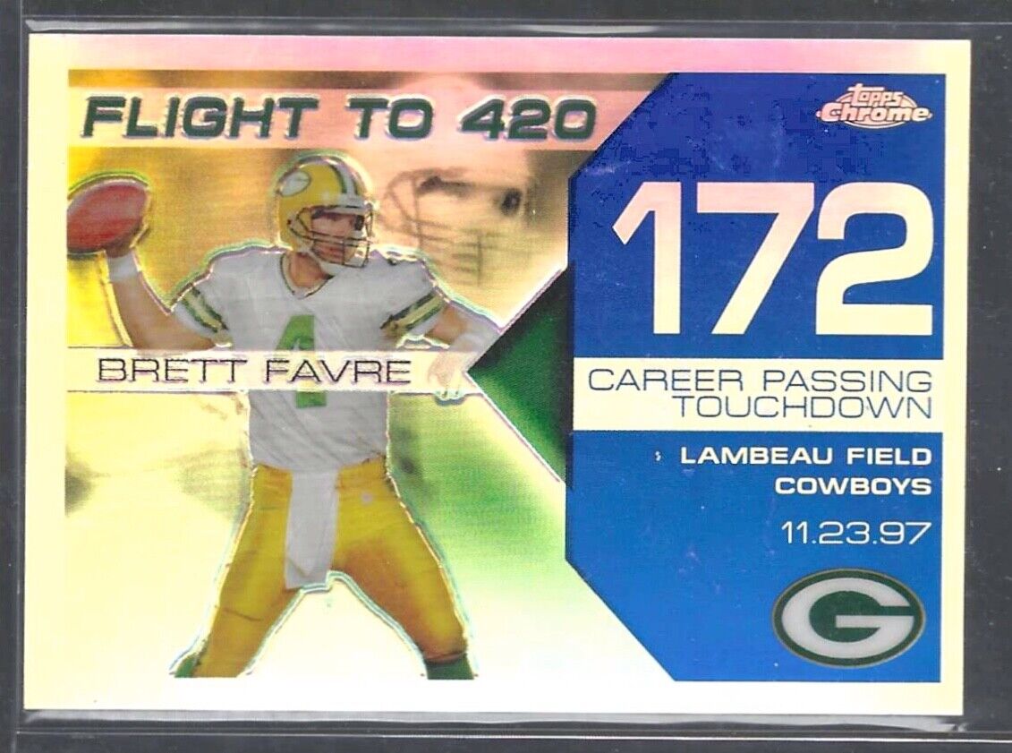 BRETT FAVRE 2007 CHROME BLUE REFRACTOR CAREER PASSING TOUCHDOWNS #D /50