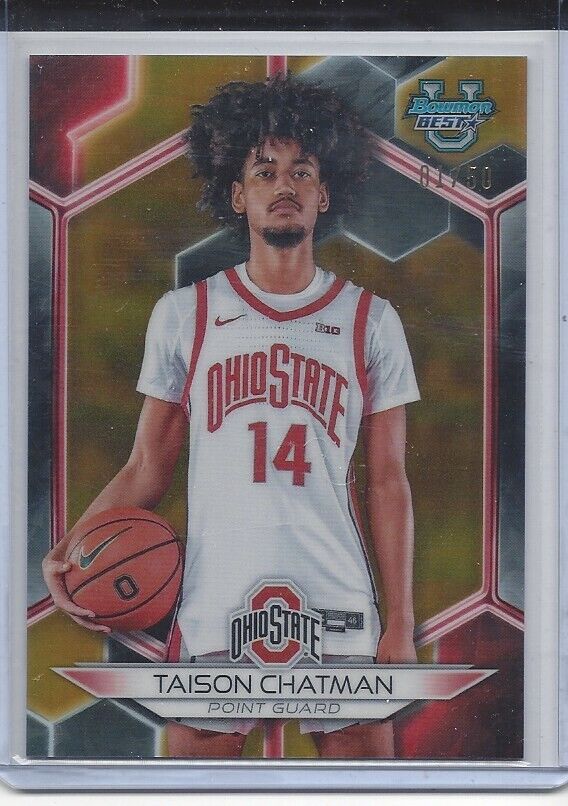 TAISON CHATMAN 2023 BOWMANS BEST GOLD OHIO STATE REFRACTOR #D 1/50