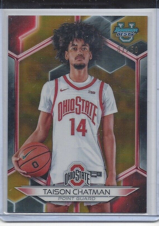 TAISON CHATMAN 2023 BOWMANS BEST GOLD OHIO STATE REFRACTOR #D 1/50