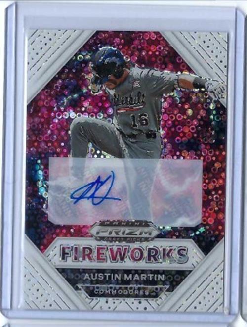 AUSTIN MARTIN 2020 PANINI PRIZM DRAFT PICKS FIREWORKS DISCO AUTO #D 29/30
