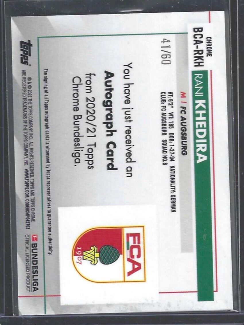 RANI KHEDIRA 2020-21 TOPPS CHROME BUNDESLIGA GOLD REFRACTOR AUTO #D /60
