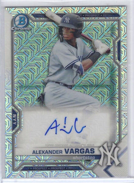 ALEXANDER VARGAS 2021 BOWMAN CHROME SILVER MEGA REFRACTOR PROSPECT AUTO #BMA-AVA