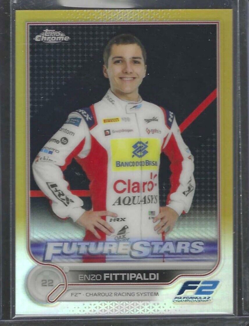 ENZO FITTIPALDI 2022 TOPPS CHROME F1 GOLD REFRACTOR FUTURE STARS #D 08/50