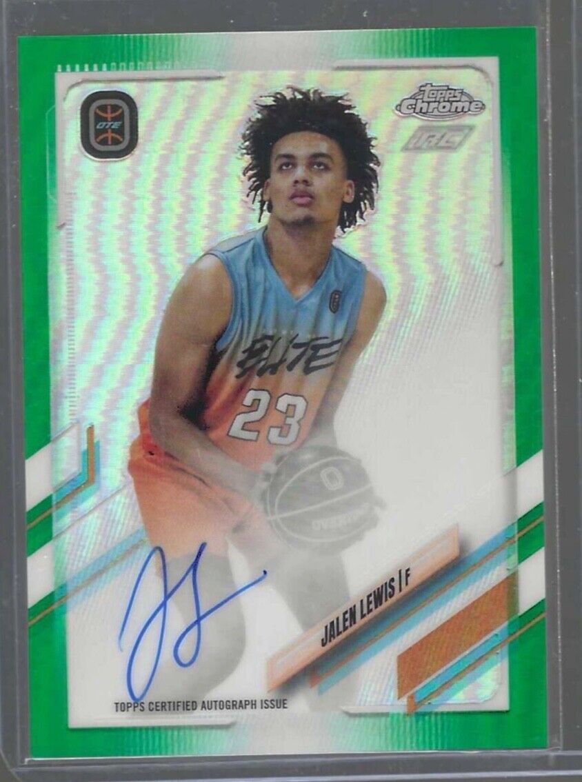 JALEN LEWIS 2021-22 TOPPS CHROME OVERTIME ELITE GREEN REFRACTOR AUTO RC #D 05/75