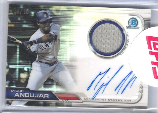 MIGUEL ANDUJAR 2019 BOWMAN CHROME SILVER REFRACTOR RPA PATCH AUTO #D /75