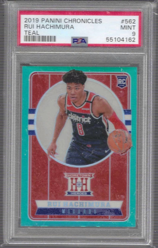 HUI HACHIMURA 2019 PANINI CHRONICLES HOMETOWN HEROES TEAL PRIZM RC PSA 9 MINT