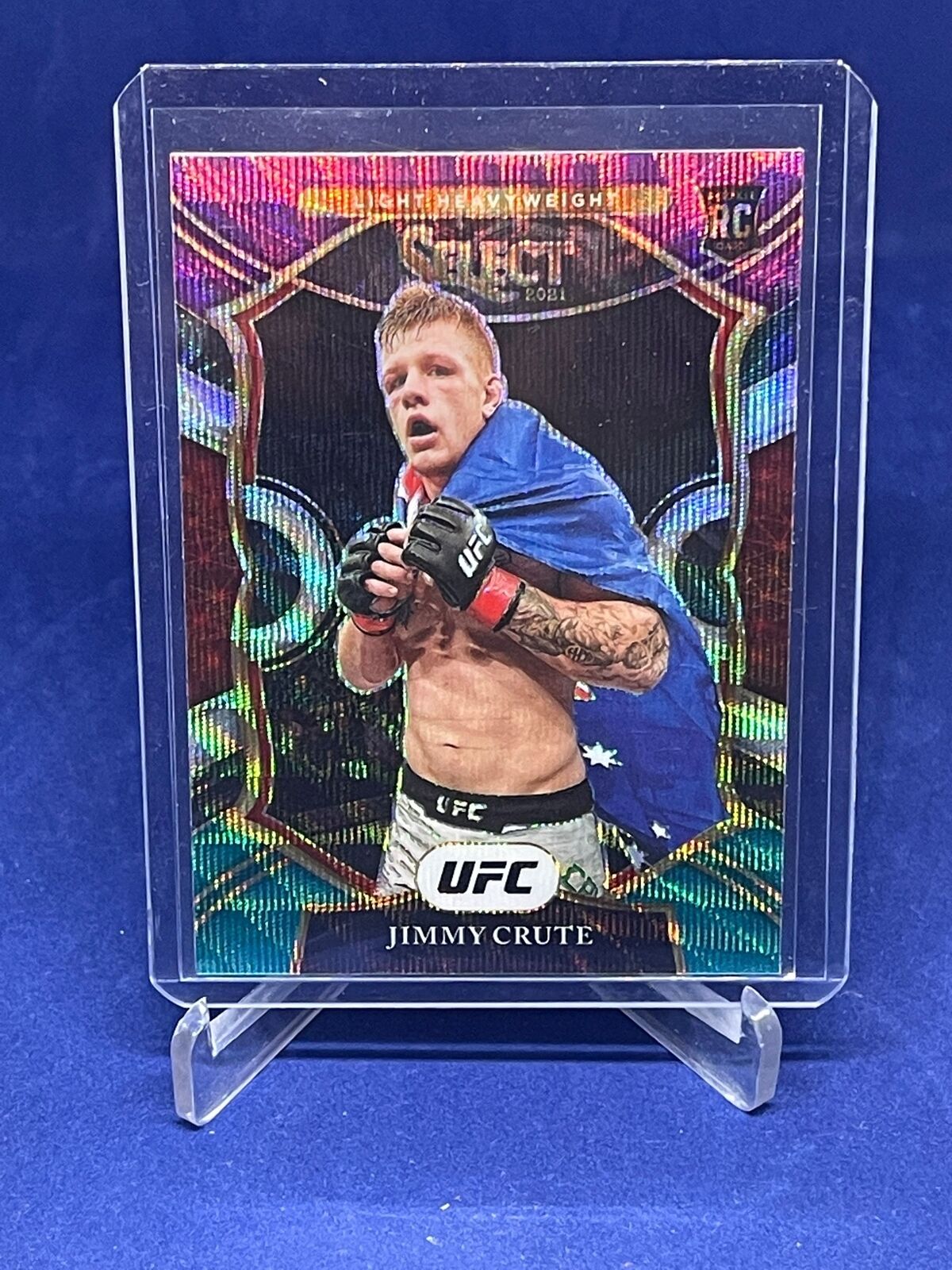 JIMMY CRUTE 2021 PANINI SELECT UFC CONCOURSE TRI COLOR PRIZM ROOKIE RC #73