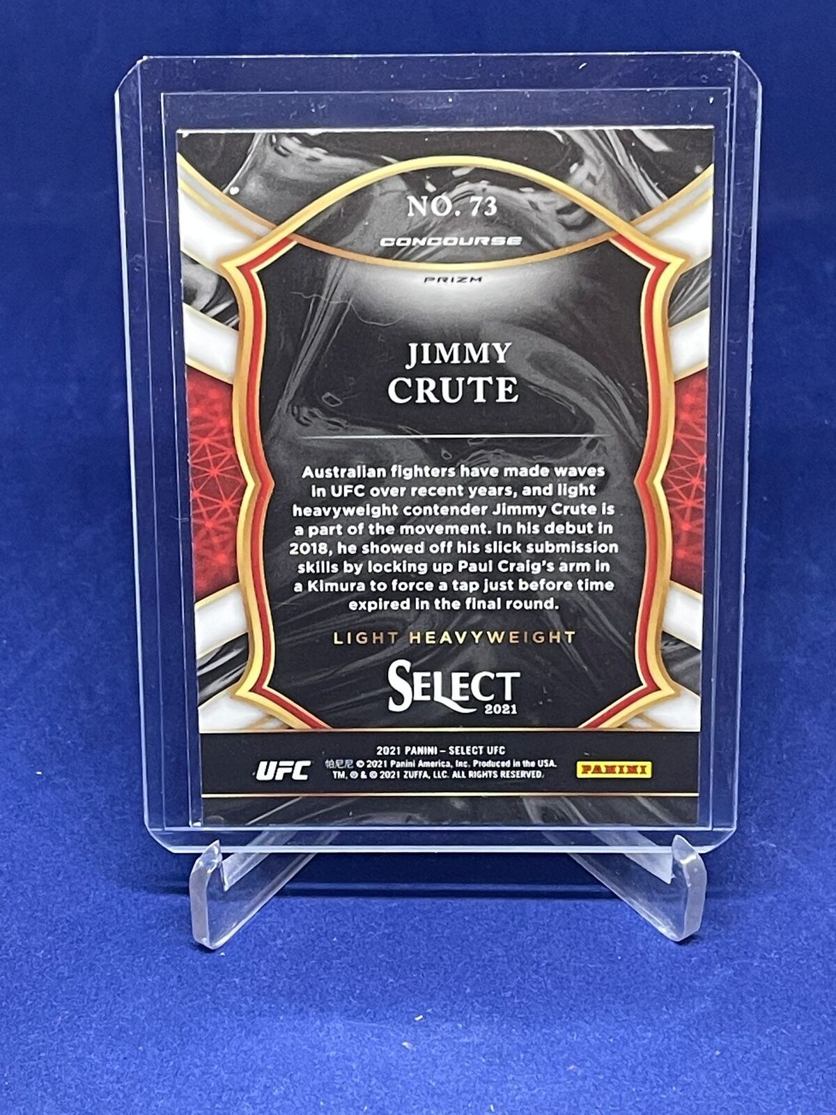 JIMMY CRUTE 2021 PANINI SELECT UFC CONCOURSE TRI COLOR PRIZM ROOKIE RC #73