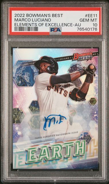 MARCO LUCIANO 2022 BOWMAN'S BEST ELEMENTS OF EXCELLENCE AUTO /99 PSA 10 POP 1/1