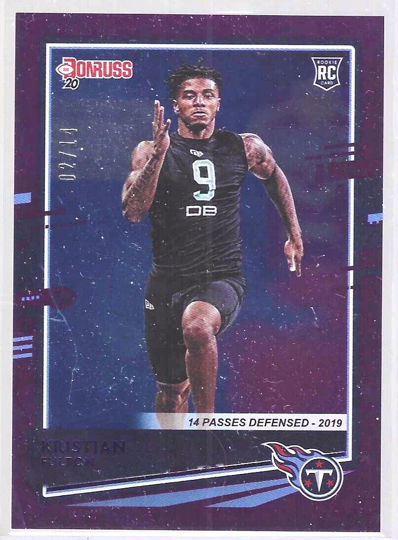 KRISTIAN FULTON 2020 PANINI DONRUSS PURPLE STAT LINE PRESS PROOF RC #D 02/14