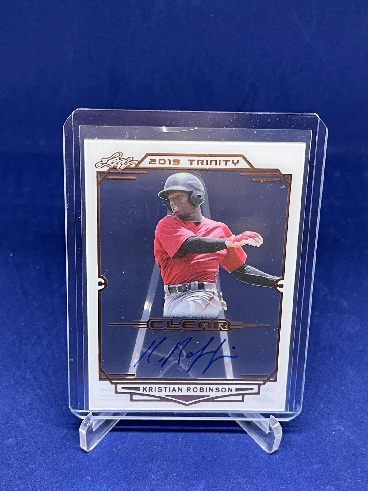 KRISTIAN ROBINSON 2019 LEAF TRINITY CLEAR ON CARD AUTO PROSPECT