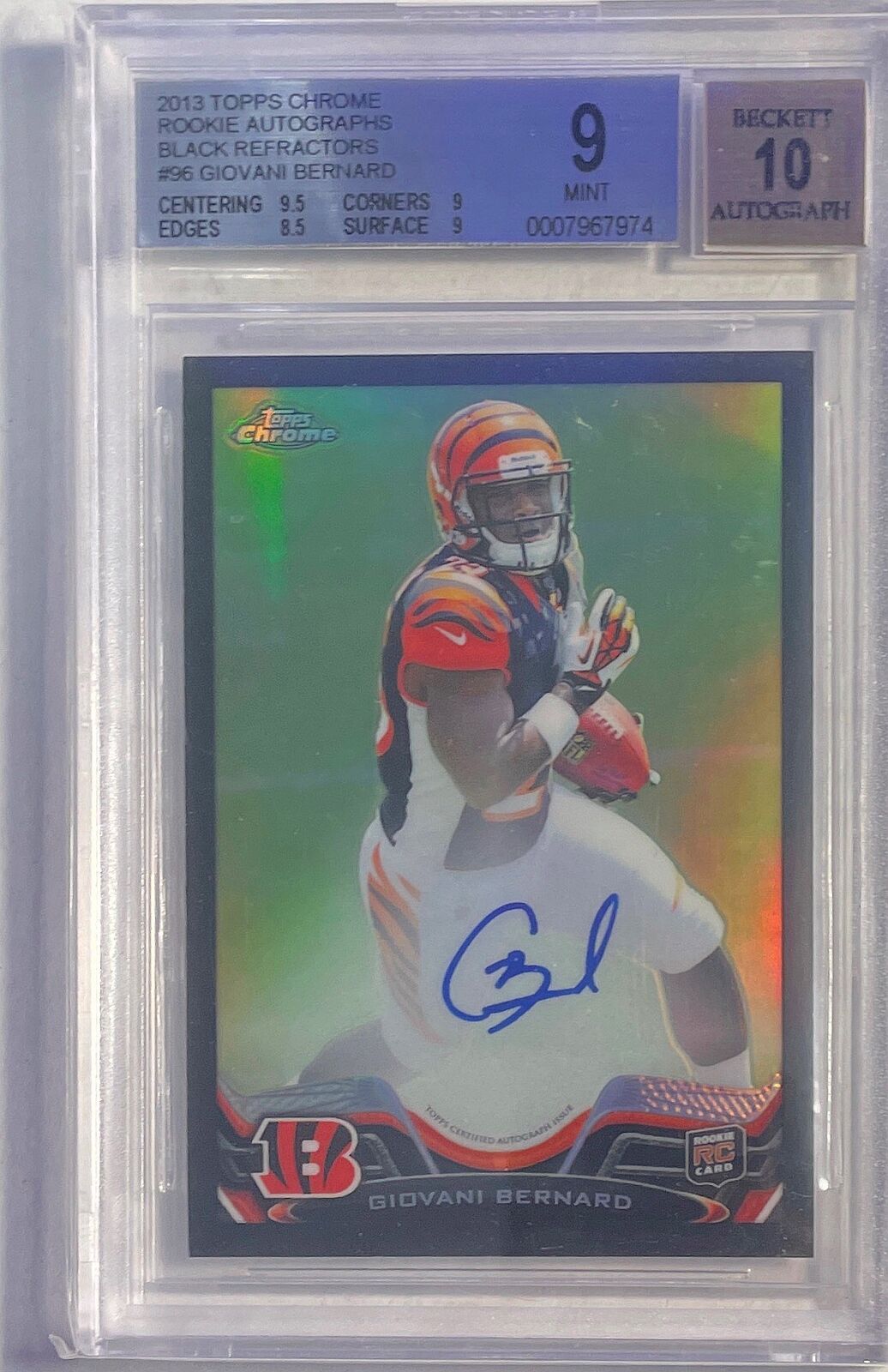 GIOVANI BENARD 2013 TOPPS CHROME BLACK REFRACTOR AUTO RC #D 04/25 BGS 9 10 POP 4