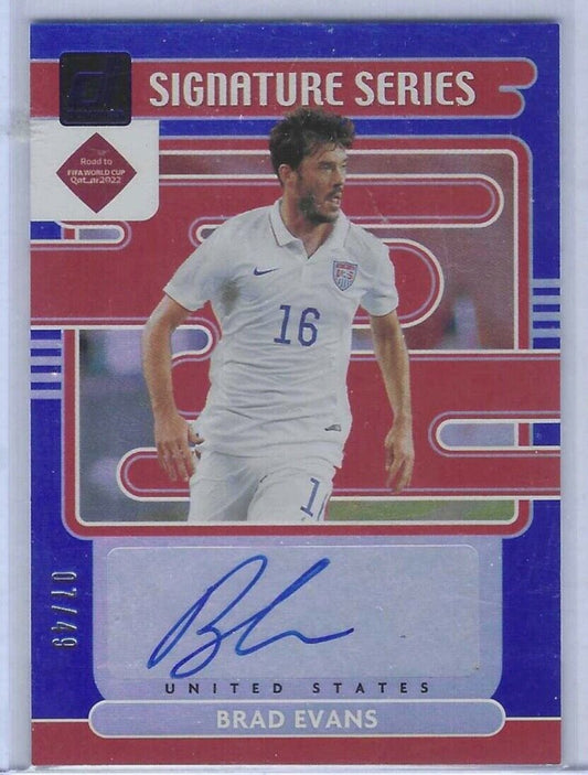 BRAD EVANS 2021-22 DONRUSS ROAD TO QATAR USA BLUE SIGNATURE SERIES AUTO #D 07/49