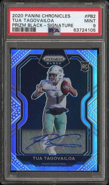 TUA TAGOVAILOA 2020 PANINI CHRONICLES PRIZM BLACK SILVER AUTO RC #2 PSA 9 MINT