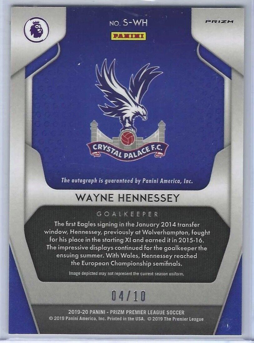WAYNE HENNESSEY 2019-20 PANINI PRIZM EPL GOLD PRIZM AUTO #D 04/10