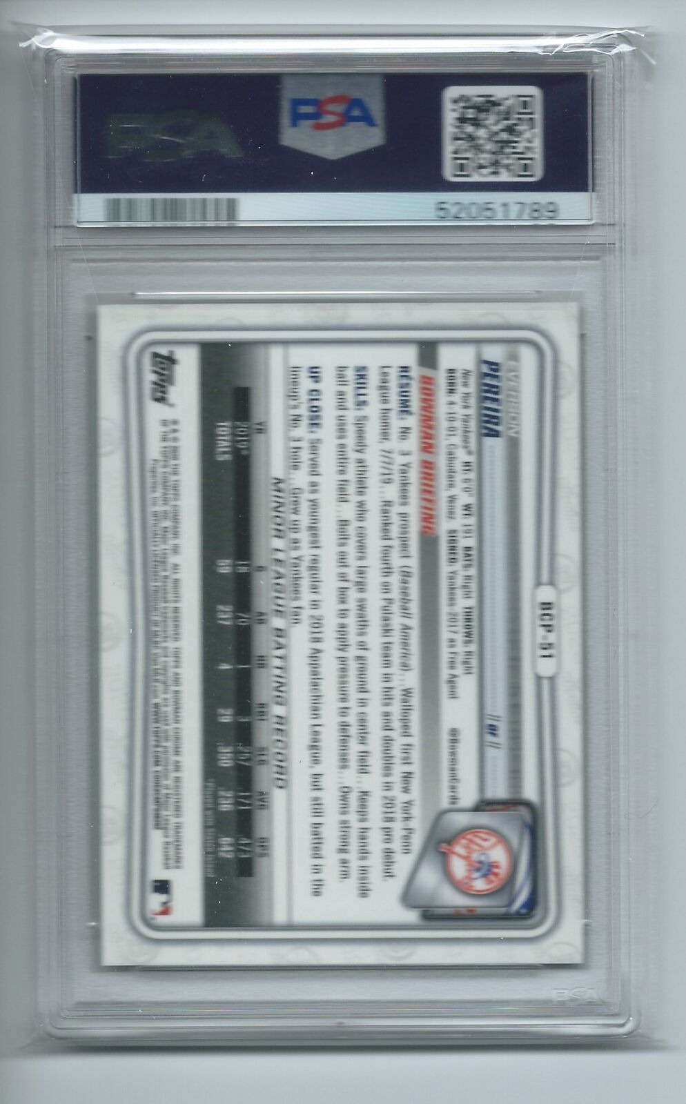 EVERSON PEREIRA 2020 BOWMAN CHROME PROSPECTS 1ST GOLD SHIMMER 26/50 PSA 10 POP 8