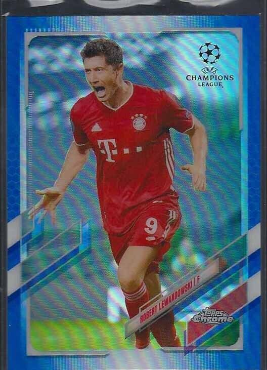 ROBERT LEWANDOWSKI 2020-21 TOPPS CHROME CHAMPIONS LEAGUE BLUE REFRACTOR #D /150