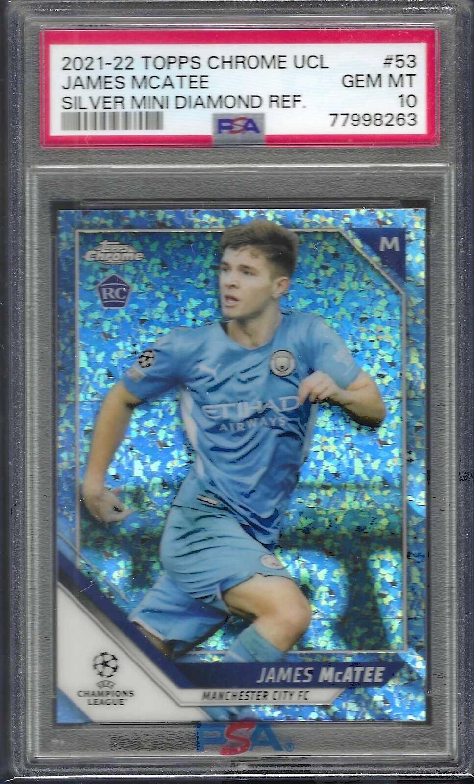 JAMES MCATEE 2021-22 TOPPS CHROME SILVER MINI DIAMOND RC /275 PSA 10 GEM POP 2